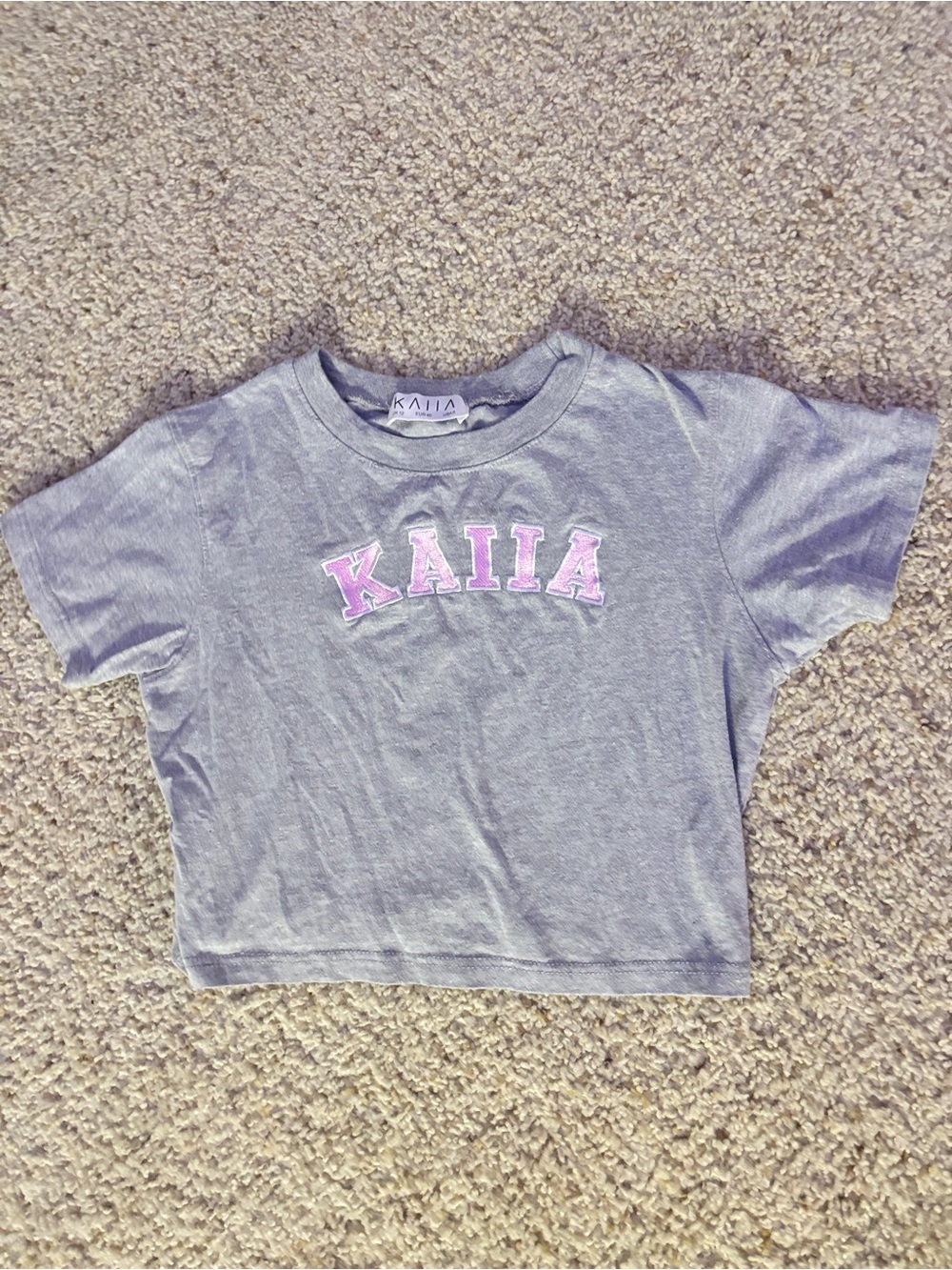 Kaiia embroidered cotton tee in heather gray size M